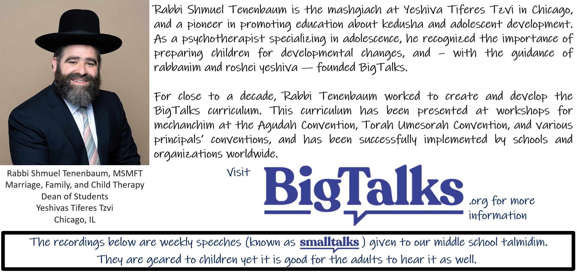 Rabbi Shmuel Tenenbaum Banner