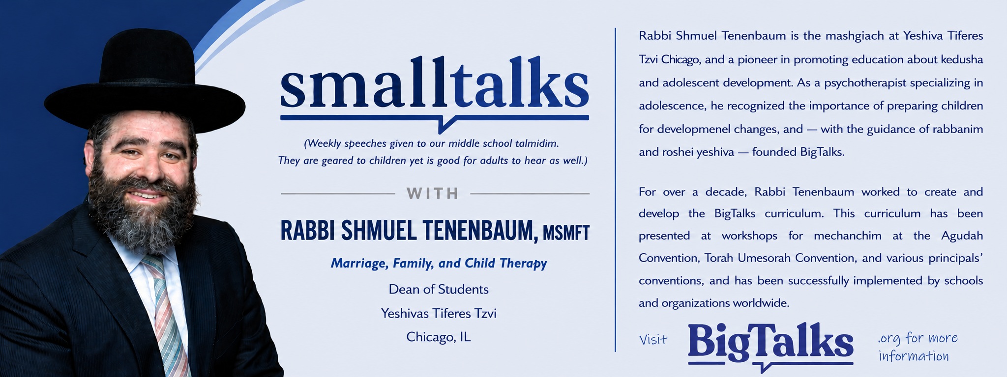 Smalltalks with Rabbi Shmuel Tenenbaum Banner